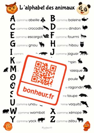 Poster à télécharger : L’alphabet des animaux