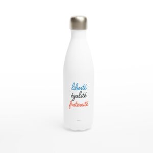 Bouteille blanche « Liberté, Égalité, Fraternité » en acier inoxydable 483 ml (17 oz)