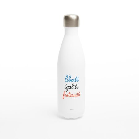 Bouteille blanche « Liberté, Égalité, Fraternité » en acier inoxydable 483 ml (17 oz)