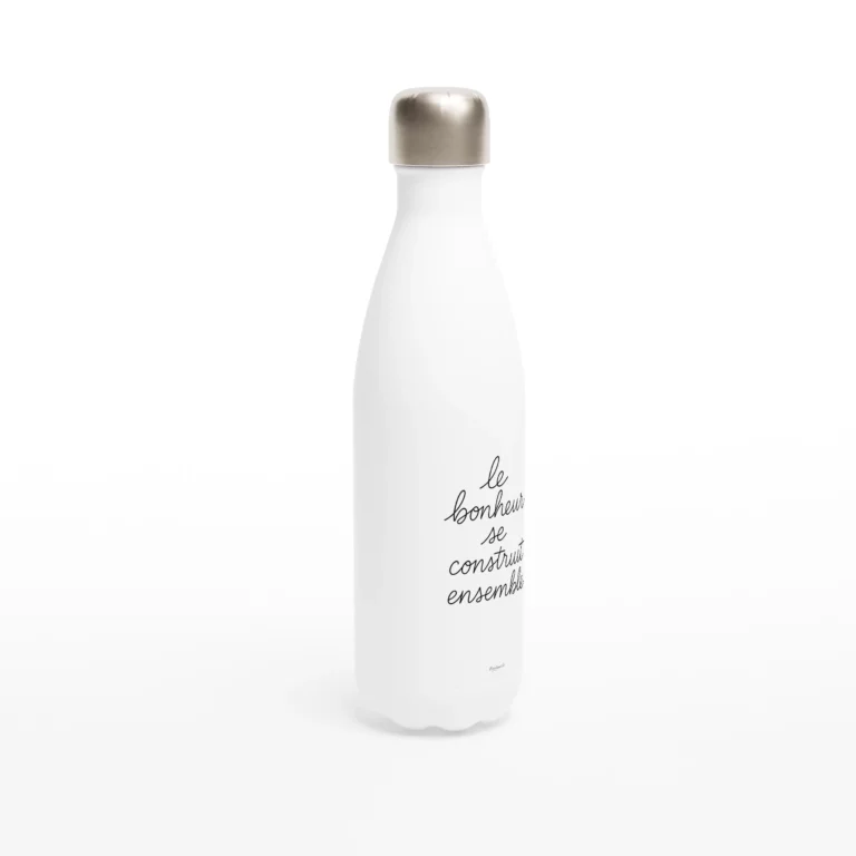 Bouteille blanche « Le bonheur se construit ensemble » en acier inoxydable 483 ml (17 oz) - Image 2