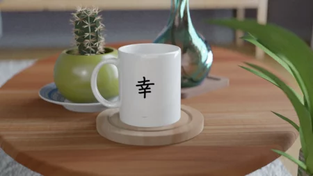 Mug en céramique « Bonheur » en kanji de 325 ml (11 oz) – Image 3